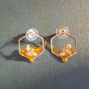 Honey Bee Gold Earrings + Bonus Bee Pendant